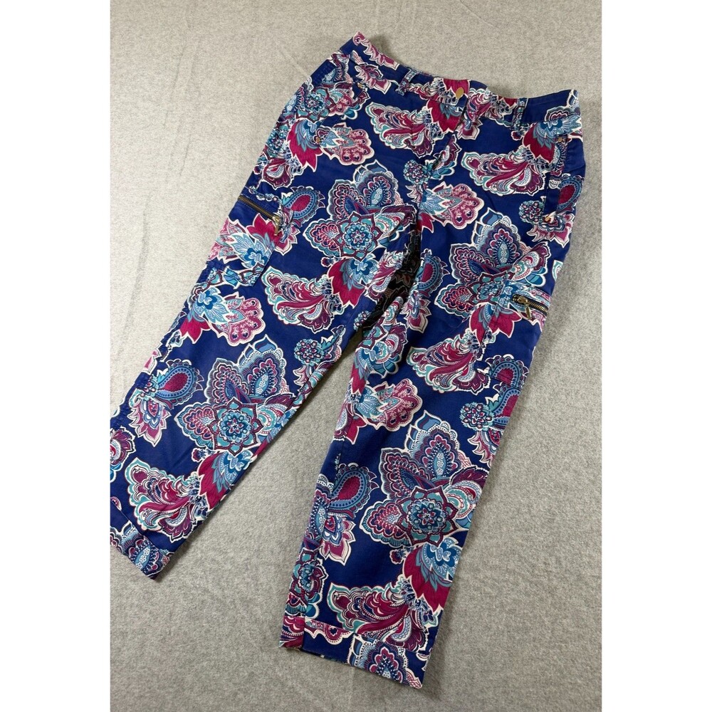 Chico's Capri‎ Pants Women's 0P Petite Multi  Blue Paisley, High Rise SKU 130